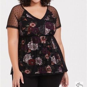 Torrid floral mesh top